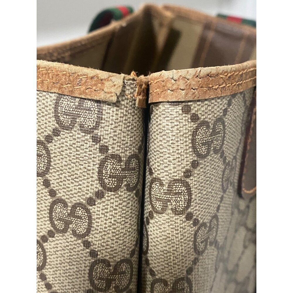 Vintage Gucci GG Supreme Monogram Sherry Line Canvas Tote Bag in Tan Brown - Picture 6 of 10